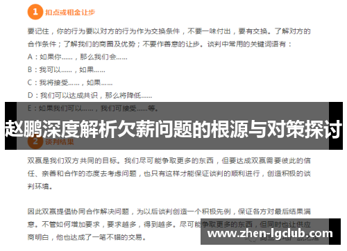 赵鹏深度解析欠薪问题的根源与对策探讨 赵鹏深度解析欠薪问题的根源与对策探讨