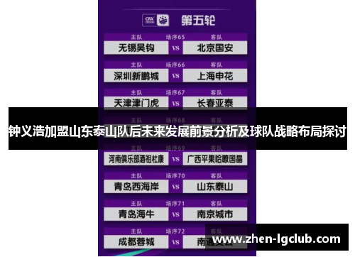 钟义浩加盟山东泰山队后未来发展前景分析及球队战略布局探讨